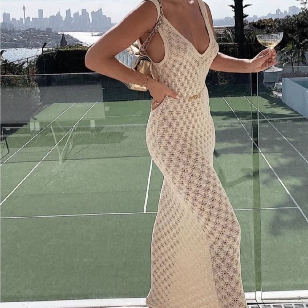 Lovers + Friends Cream Crochet Dress